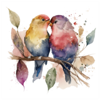 kärlek fåglar vattenfärg konst . ai genererad png