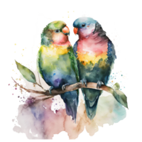 Love Birds Watercolor art . AI Generated png