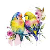 amor canarios aves acuarela Arte . ai generado png