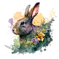 rabbit watercolor . AI Generated png