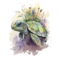 Turtle watercolor . AI Generated png