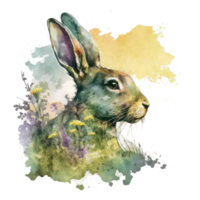 rabbit watercolor . AI Generated png