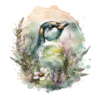 Penguin watercolor . AI Generated png