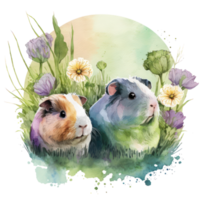 Guinea Schweine Aquarell . ai generiert png