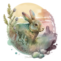 rabbit watercolor . AI Generated png