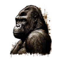 Gorilla illustration in doodle style . AI Generated png