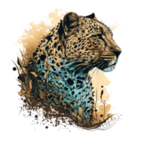 Leopard illustration in doodle style . AI Generated png