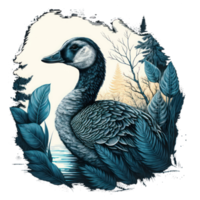 Goose illustration in doodle style . AI Generated png