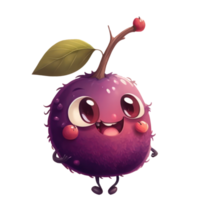 cute happy plum character . AI Generated png