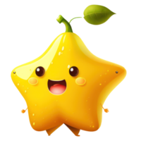 mignonne content étoile fruit personnage . ai généré png