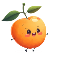 cute happy apricot character . AI Generated png