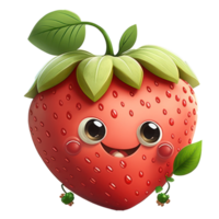 cute happy strawberry character . AI Generated png