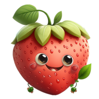 mignonne content fraise personnage . ai généré png