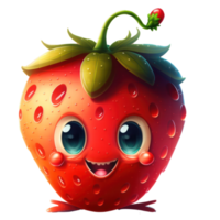 cute happy strawberry character . AI Generated png