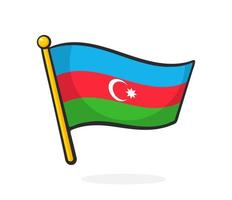 Cartoon illustration of flag of Azerbaijan on flagstaff vector