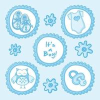 Blue illustration for a baby boy announcement vector