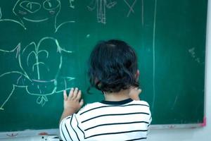 A little boy with a brilliant imagination is clearly visible on the slate photo