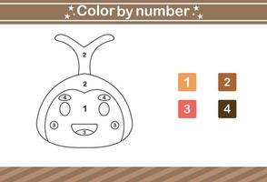 color by number of cute insect.Educational game suitable for kids and preschool vector