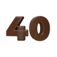 Number 40 3D rendering transparent background png