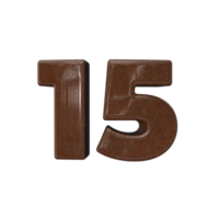 Number 15 3D rendering transparent background png