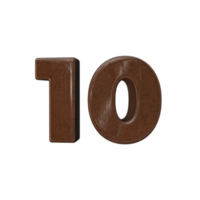 Number 10 3D rendering transparent background png