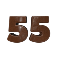 Number 55 3D rendering transparent background png