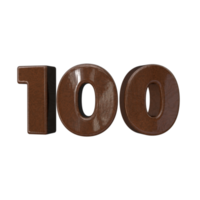 Number 100 3D rendering transparent background png