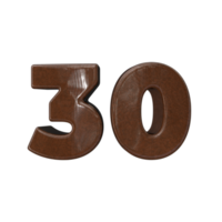 Number 30 3D rendering transparent background png