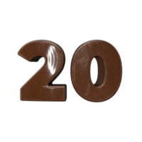 Number 20 3D rendering transparent background png