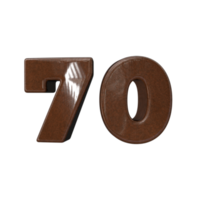 Number 70 3D rendering transparent background png