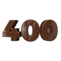 Number 400 3D rendering transparent background png