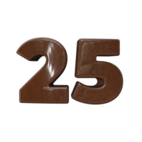 Number 25 3D rendering transparent background png