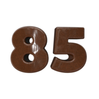 Number 85 3D rendering transparent background png