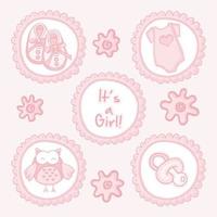 Pink illustration for a baby girl announcement vector