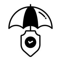 protection shield with umbrella vector design in editable style, premium icon
