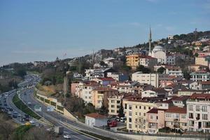 istanbul city buildings and mosques against blue sky photo