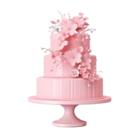Pink wedding cake isolated on transparent background, png