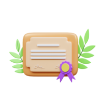 3d school certificated icon illustration object png