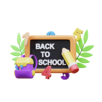 3d zurück zu Schule Symbol Illustration Objekt png