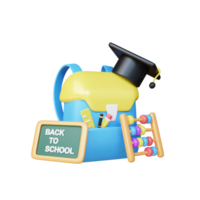 3d school bag education concept illustration png