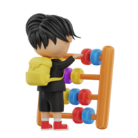 3d cute student character bring an abacus png