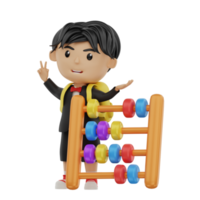 3d cute student character bring an abacus png