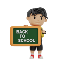 3d cute student character back to school png