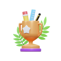 3d school trophy icon illustration object png