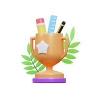 3d école trophée icône illustration objet png