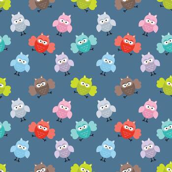 Seamless background pattern with funny owls vector