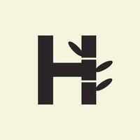 Letter H Bamboo Logo Design Symbol Vector