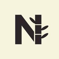 Letter N Bamboo Logo Design Symbol Vector