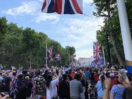 People celebrating the Platinum Jubilee in London photo