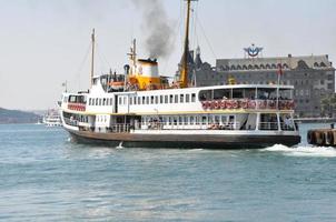 Steamboat ferry port and sea background and landscape photo